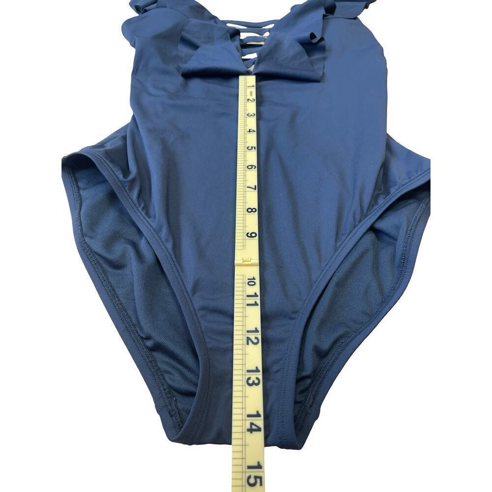 Bleu Rod Beattie Ruffle Strap One Piece Black Swimsuit w/ Strappy Back - Size 4 - Picture 8 of 11